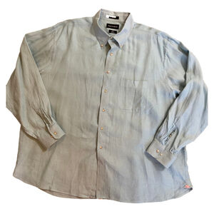 Paul Fredrick Mint Green Pure Linen Button-Down Collar Shirt XXL Business Casual